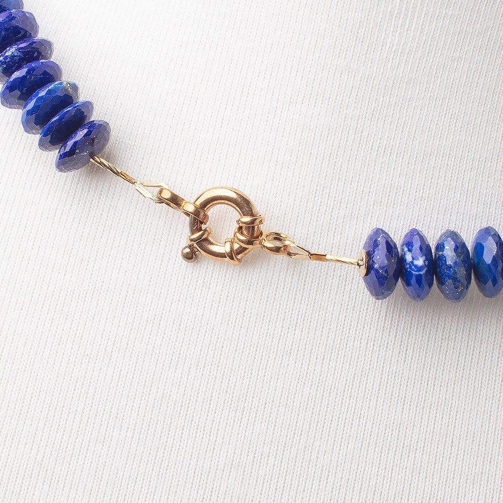 Lapis Lazuli German Faceted Rondelle Necklace with a 14kt Gold Clasp AAA (ONLINE ORDER ONLY)
