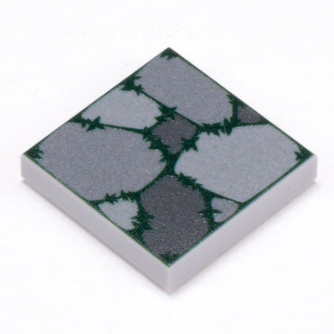 Cobblestone Flooring (Plant Overgrowth) - Custom Printed 2x2 Tile made using LEGO part (Online Order Only)