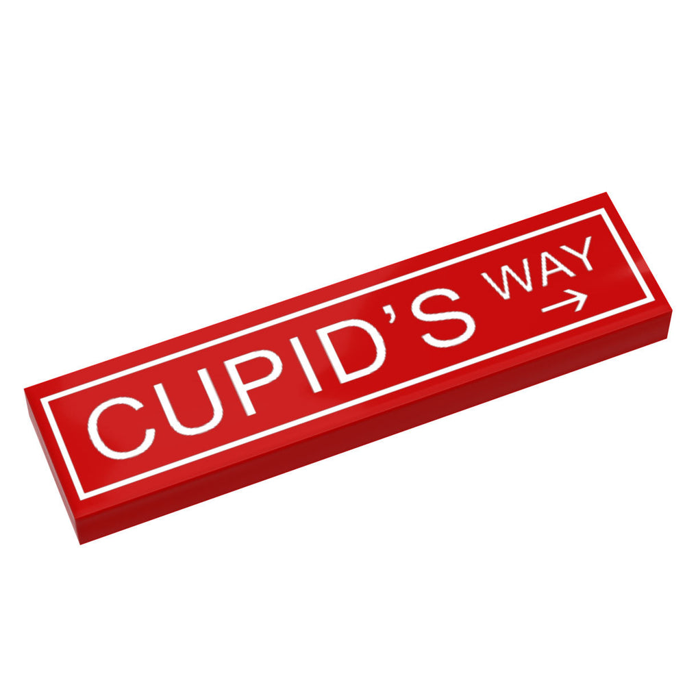 Cupid's Way Street Sign made with LEGO part (1x4 Tile) - B3 Customs (Online Order Only)