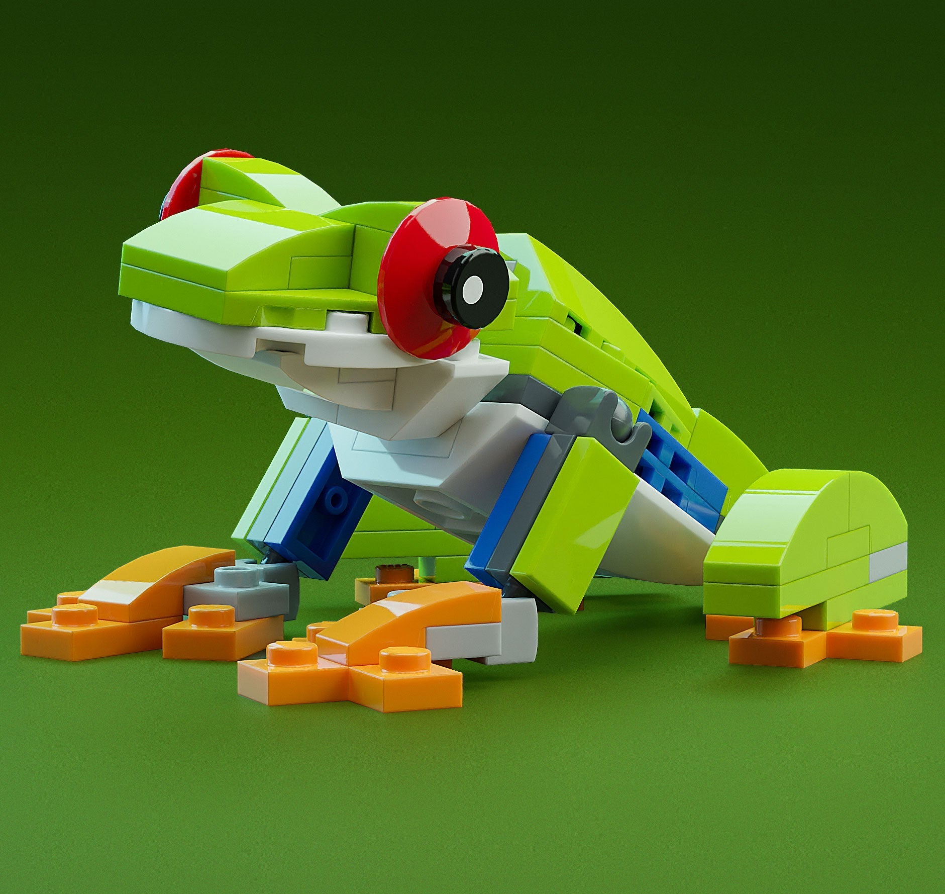 Red-Eye Tree Frog - Custom Building Set made using LEGO parts - B3 Customs (Online Order Only)