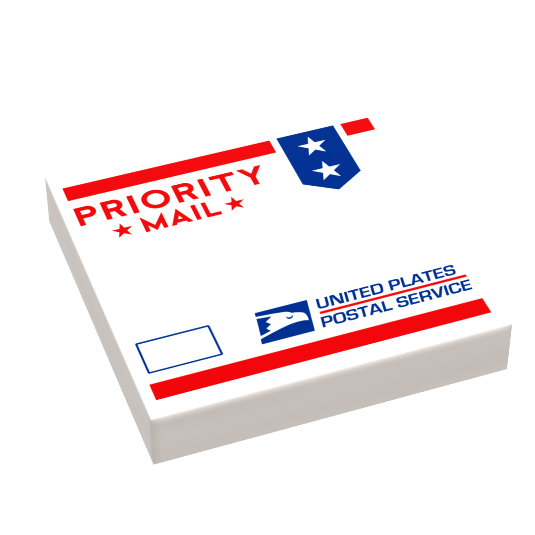 Priority Mail Package, United Plates of America (2x2 Tile) made using LEGO parts - B3 Customs (Online Order Only)