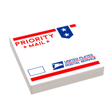 Priority Mail Package, United Plates of America (2x2 Tile) made using LEGO parts - B3 Customs (Online Order Only)