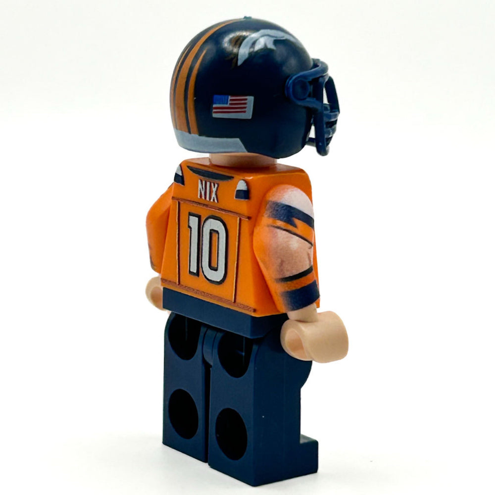 #10 QB Broncos Football Player Minifig made using LEGO parts - B3 Customs (Online Order Only)