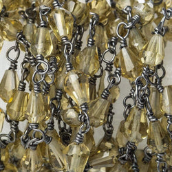 Lemon Quartz faceted tear drop Black Gold Filled Chain by the foot 29 beads (ONLINE ORDER ONLY)
