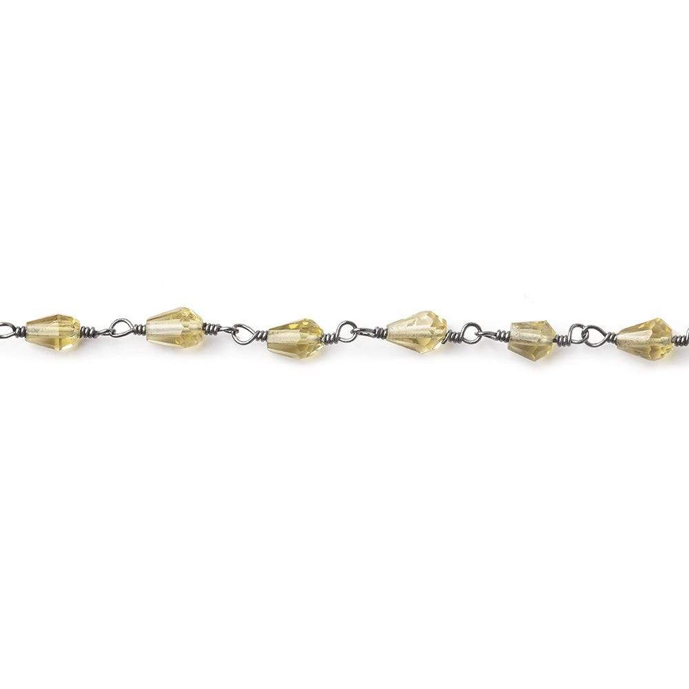 Lemon Quartz faceted tear drop Black Gold Filled Chain by the foot 29 beads (ONLINE ORDER ONLY)