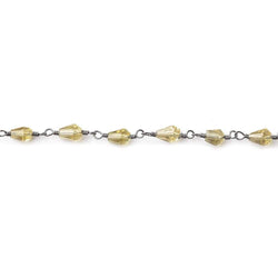 Lemon Quartz faceted tear drop Black Gold Filled Chain by the foot 29 beads (ONLINE ORDER ONLY)