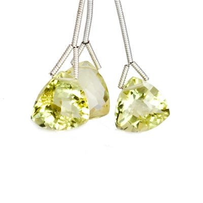 Lemon Quartz Pavilion Faceted Trillion Focal Bead Set of 3 (ONLINE ORDER ONLY)