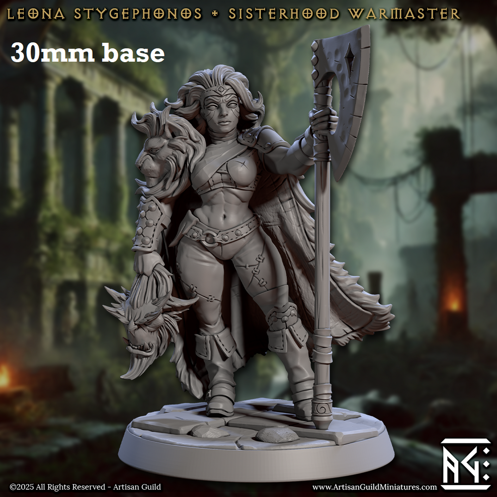 Leona Stygephonos, Sisterhood Warmaster (Female Human Barbarian) (Online Order Only)