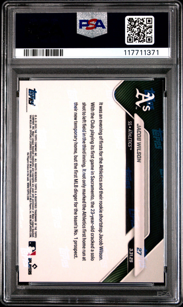 Graded 2025 Topps Now Jacob Wilson #27 Gold Foil /50 Rookie RC Baseball Card PSA 10 Gem Mint (ONLINE ORDER ONLY)