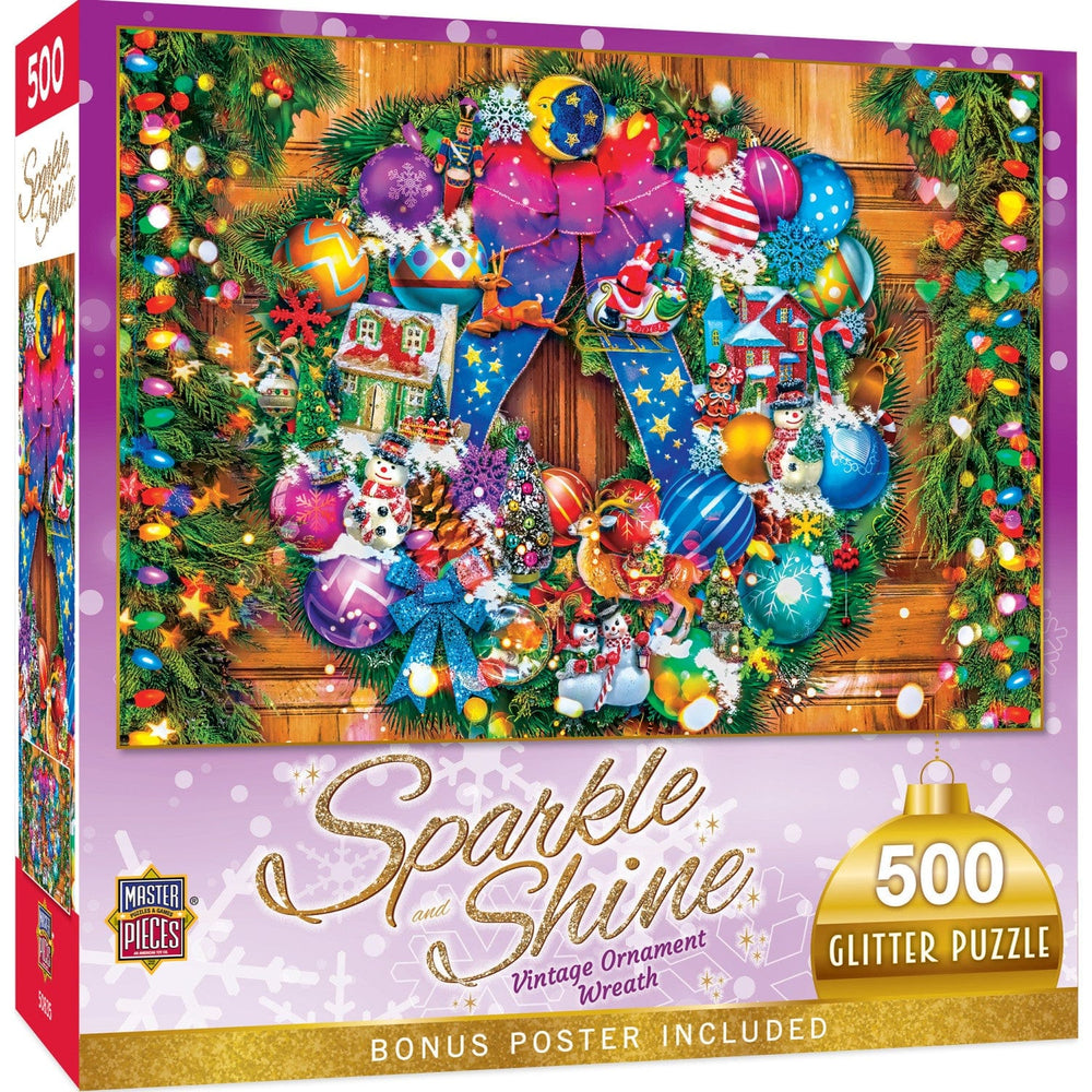 Sparkle & Shine - Vintage Ornament Wreath 500 Piece Glitter Jigsaw Puzzle (ONLINE ORDER ONLY)