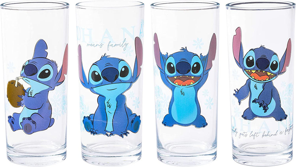 Lilo and Stitch "Blue Flowers" Disney 10oz Set of 4 Glasses (ONLINE ORDER ONLY)