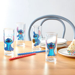 Lilo and Stitch "Blue Flowers" Disney 10oz Set of 4 Glasses (ONLINE ORDER ONLY)