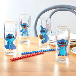 Lilo and Stitch "Blue Flowers" Disney 10oz Set of 4 Glasses (ONLINE ORDER ONLY)