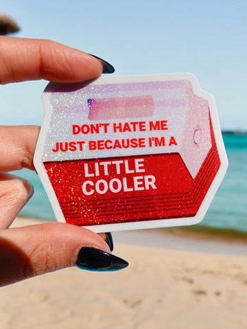 Funny Vinyl Sticker – Little Cooler – Retro Red Holographic Waterproof Decal (Online Order Only)