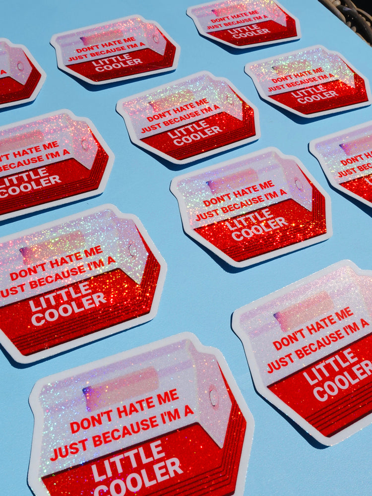 Funny Vinyl Sticker – Little Cooler – Retro Red Holographic Waterproof Decal (Online Order Only)