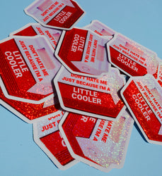 Funny Vinyl Sticker – Little Cooler – Retro Red Holographic Waterproof Decal (Online Order Only)