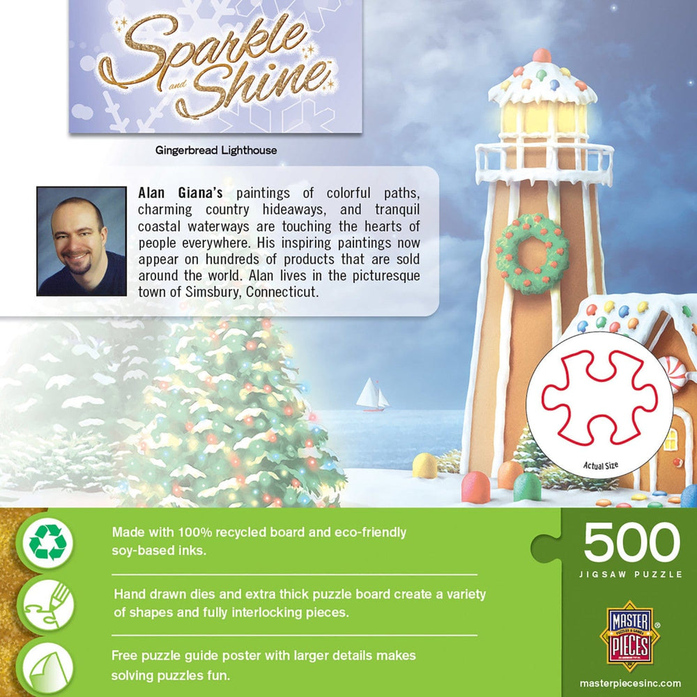 Sparkle & Shine - Gingerbread Lighthouse 500 Piece Glitter Jigsaw Puzzle (ONLINE ORDER ONLY)
