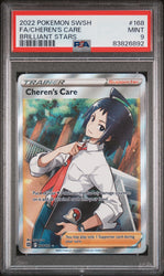 2022 POKEMON SWORD & SHIELD BRILLIANT STARS Full Art CHEREN'S CARE #168 PSA 9 (Online Order Only)