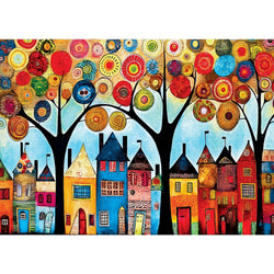 Whimsical Town - Our Neighborhood 500 Piece Jigsaw Puzzle