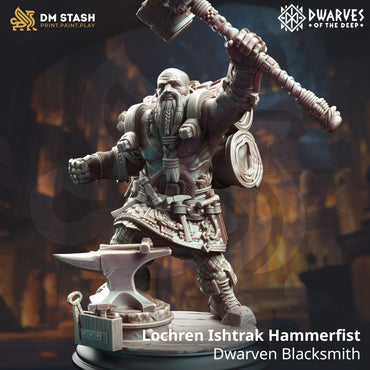 Lochren Ishtrak Hammerfist, Dwarven Blacksmith (Male Dwarf Barbarian) (Online Order Only)