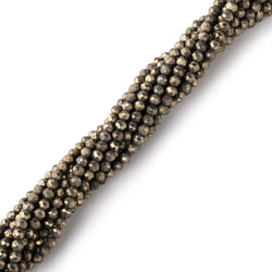 Lot of 11 strands - 2mm Golden Pyrite Micro-faceted Rondelle Beads (ONLINE ORDER ONLY)