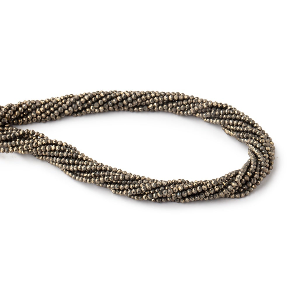 Lot of 11 strands - 2mm Golden Pyrite Micro-faceted Rondelle Beads (ONLINE ORDER ONLY)