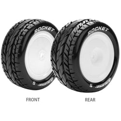 Louise R/C E-Rocket 1/10 4WD Rear Buggy Tire, Soft, Mounted on White LT3188SWKR (ONLINE ORDER ONLY)
