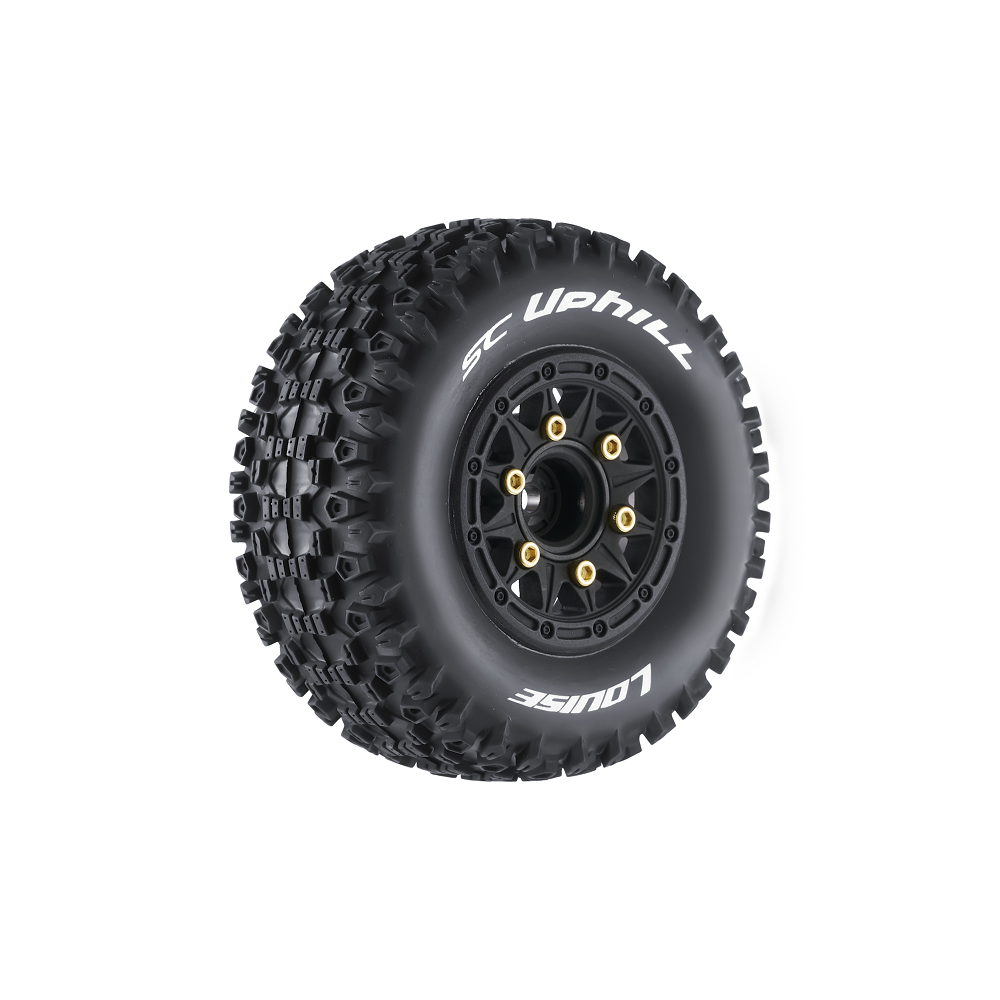 Louise R/C SC-Uphill 1/10 Short Course Tires, Soft, 12, 14 & 17mm Removable Hex Glued on Black Rim (2) LT3223SB (ONLINE ORDER ONLY)