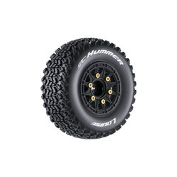 Louise R/C SC-Hummer 1/10 Short Course Tires, Soft, 12, 14 & 17mm Removable Hex Glued on Black Rim (2) LT3224SB (ONLINE ORDER ONLY)