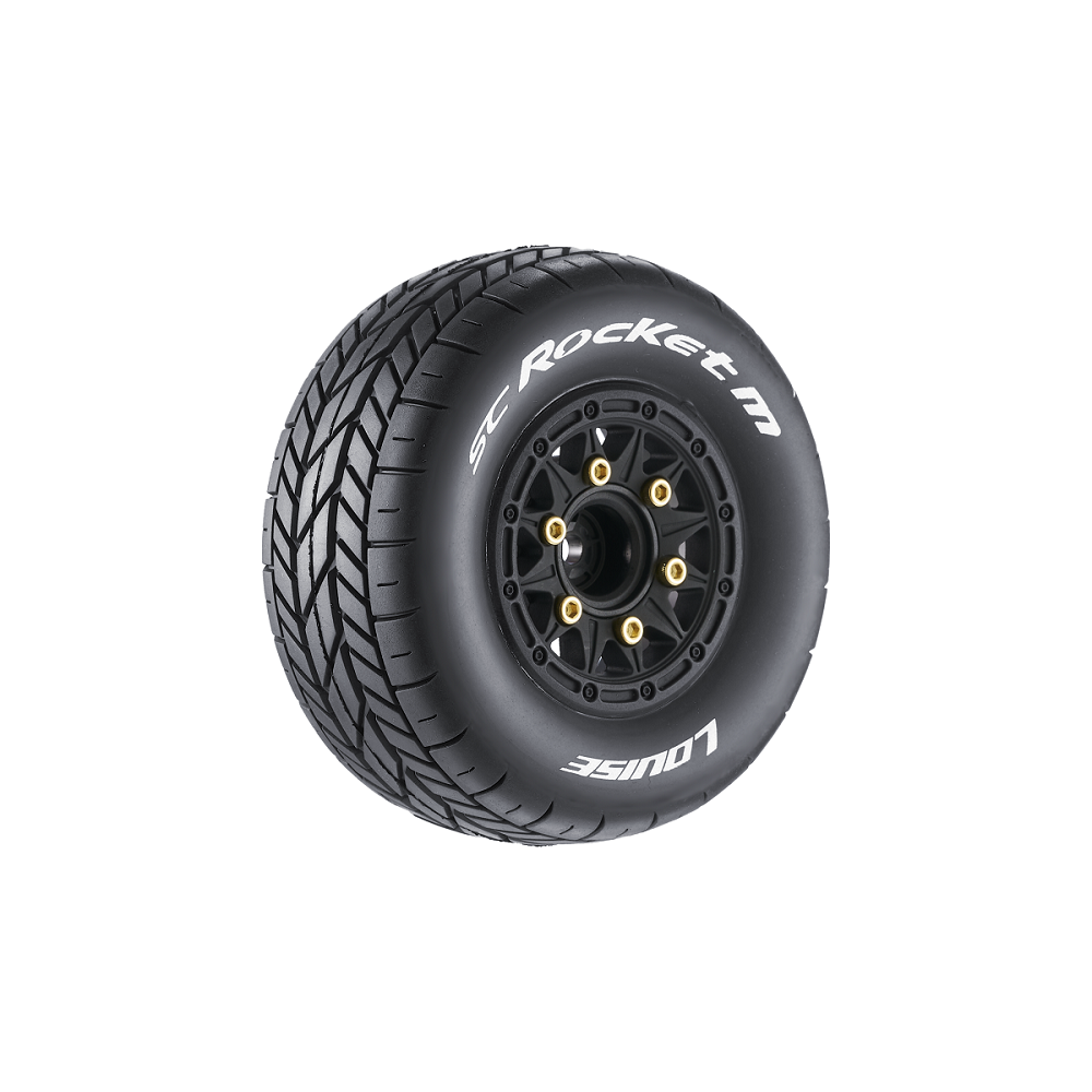Louise R/C SC-Rocket M Oval Track 1/10 Short Course Road Tires, Soft, 12, 14 & 17mm Removable Hex Glued on Black Rim (2) LT3228SB (ONLINE ORDER ONLY)