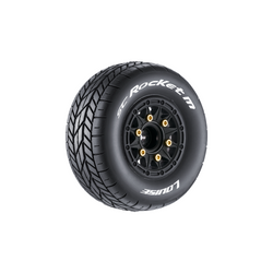 Louise R/C SC-Rocket M Oval Track 1/10 Short Course Road Tires, Soft, 12, 14 & 17mm Removable Hex Glued on Black Rim (2) LT3228SB (ONLINE ORDER ONLY)