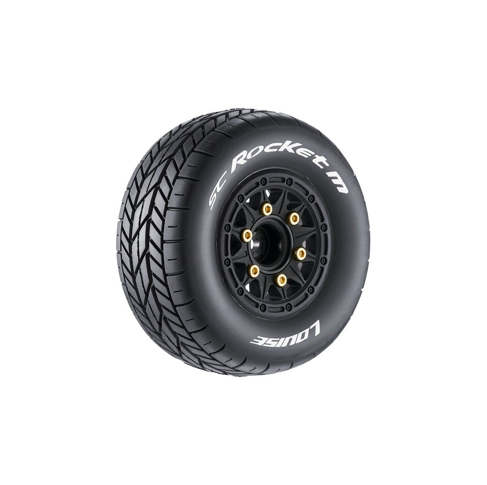 Louise R/C SC-Rocket M Oval Track 1/10 Short Course Tires, Super Soft, 12, 14 & 17mm Hex on Black Rim (2) LT3228VB (ONLINE ORDER ONLY)
