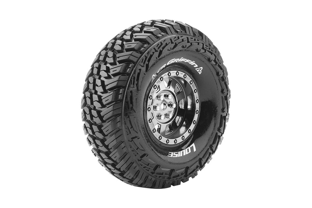 Louise R/C CR-Griffin 1/10 1.9" Crawler Tires, 12mm Hex Mounted on Black Chrome Rim, Super Soft, Front/Rear (2) LT3230VBC (ONLINE ORDER ONLY)