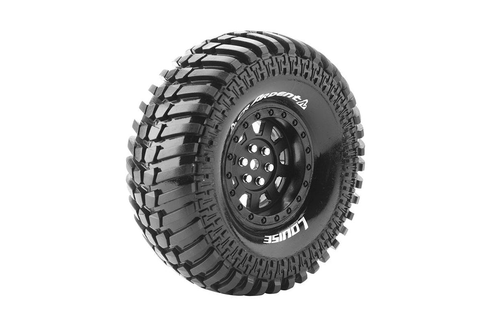 Louise R/C CR-Ardent 1/10 1.9" Crawler Tires, 12mm Hex, Super Soft, Mounted on Black Rim, Front/Rear (2) LT3232VB (ONLINE ORDER ONLY)