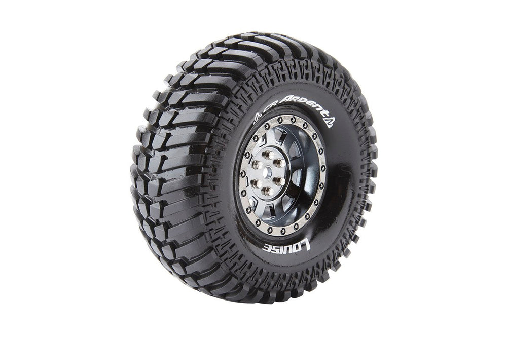 Louise R/C CR-Ardent 1/10 1.9" Crawler Tires, 12mm Hex, Super Soft, Mounted on Black Chrome Rim, Front/Rear (2) LT3232VBC (ONLINE ORDER ONLY)