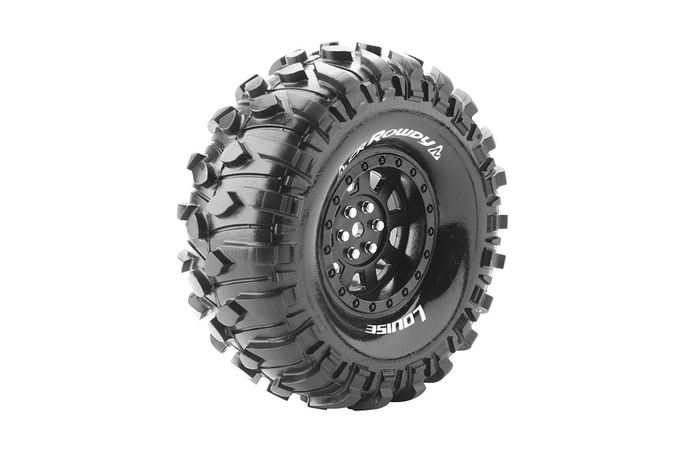 Louise R/C CR-Rowdy 1/10 1.9" Crawler Tires, 12mm Hex, Super Soft, Mounted on Black Rim, Front/Rear (2) LT3233VB (ONLINE ORDER ONLY)