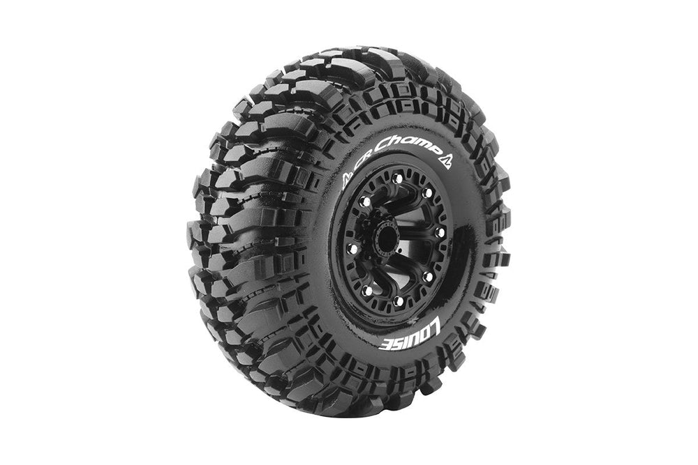 Louise R/C CR-Champ 1/10 2.2" Crawler Tires, 12mm Hex, Super Soft, Mounted on Black Rim, Front/Rear (2) LT3236VB (ONLINE ORDER ONLY)