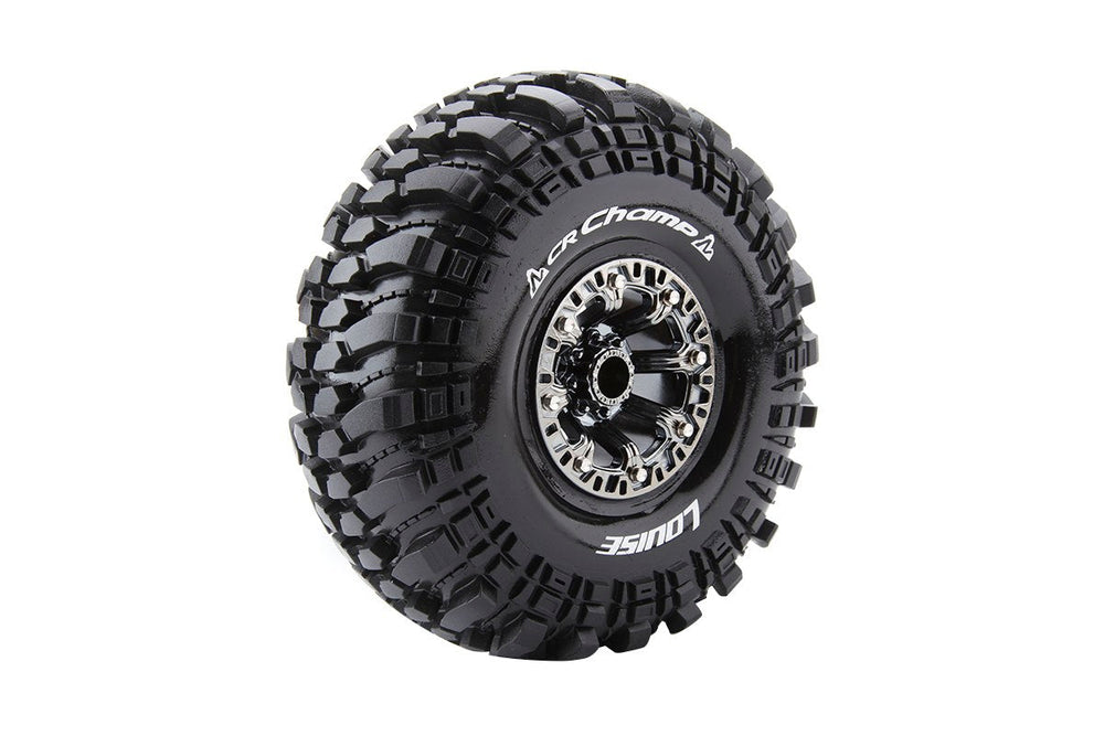 Louise R/C CR-Champ 1/10 2.2" Crawler Tires, 12mm Hex, Super Soft, Mounted on Black Chrome Rim, Front/Rear (2) LT3236VBC (ONLINE ORDER ONLY)