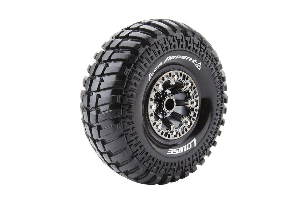 Louise R/C CR-Ardent 1/10 2.2" Crawler Tires, 12mm Hex, Super Soft, Mounted on Black Chrome Rim, Front/Rear (2) LT3237VBC (ONLINE ORDER ONLY)
