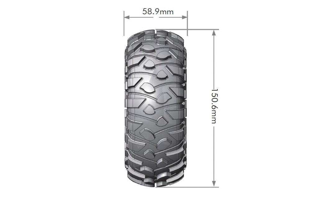 Louise R/C CR-Rowdy 1/10 2.2" Crawler Tires, 12mm Hex, Super Soft, Mounted on Black Chrome Rim, Front/Rear (2) LT3238VBC (ONLINE ORDER ONLY)