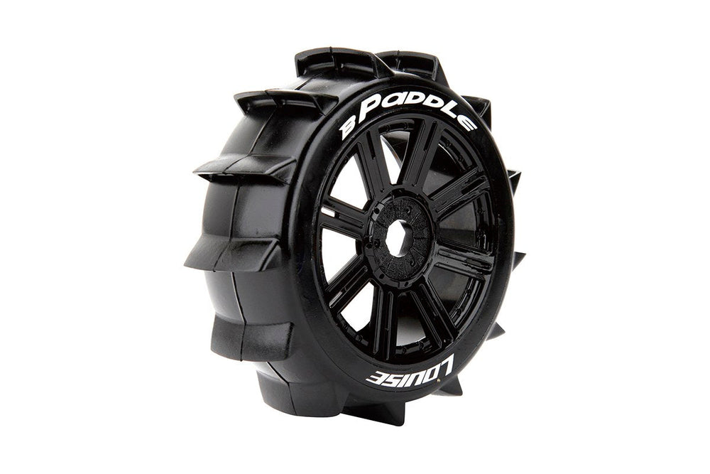 Louise R/C B-Paddle 1/8 Off-Road Buggy Tires, 17mm Hex, Mounted on Black Spoke Rim, Soft, Front/Rear (2) LT3249SB (ONLINE ORDER ONLY)