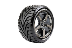 Louise R/C T-Rocket 1/8 Off-Road Truggy Tires 0" Offset 17mm Black Chrome Spoke Rim Front orRear (2) LT3250SBC (ONLINE ORDER ONLY)