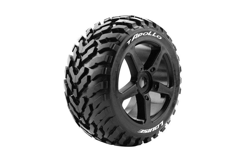 Louise R/C T-Apollo 1/8 Off-Road Truggy Tires, 0" Offset, 17mm, Mounted on Black Spoke Rim, Front/Rear (2) LT3252SB (ONLINE ORDER ONLY)