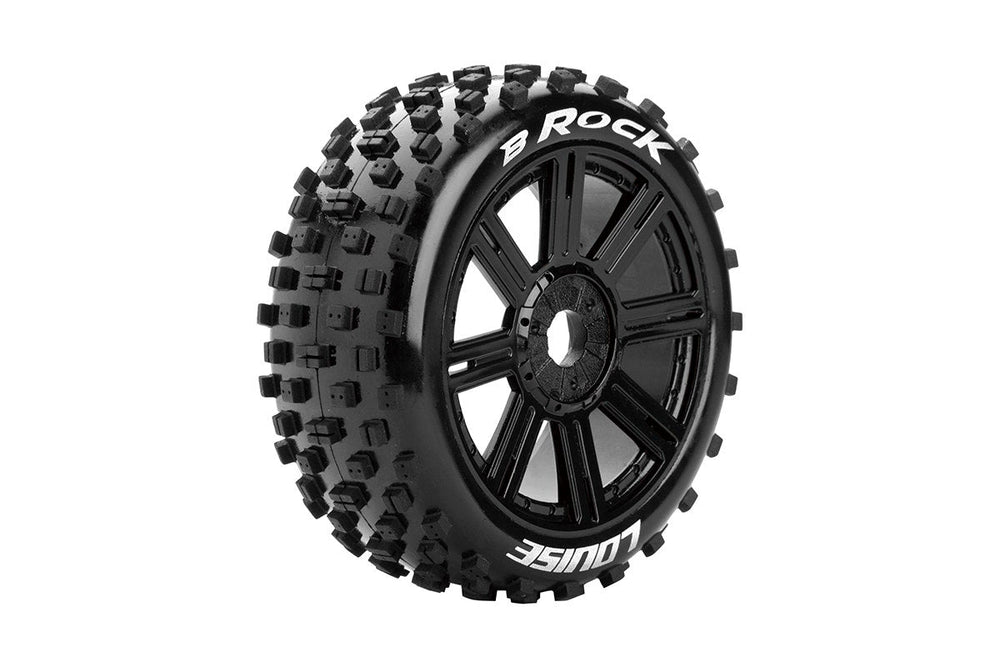Louise R/C B-Rock 1/8 Off-Road Buggy Tires, 17mm Hex, Mounted on Black Spoke Rim, Soft, Front/Rear (2) LT3270SB (ONLINE ORDER ONLY)