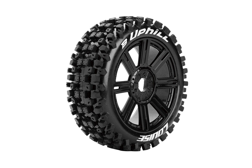 Louise R/C B-Uphill 1/8 Off-Road Buggy Tires, 17mm Hex, Mounted on Black Spoke Rim, Soft, Front/Rear (2) LT3271SB (ONLINE ORDER ONLY)