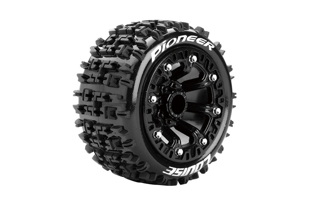 Louise R/C ST-Pioneer 1/16 2.2" Stadium Truck Tires, 12mm Hex, Soft, Mounted on Black Rim, Front/Rear (2) LT3278SB (ONLINE ORDER ONLY)