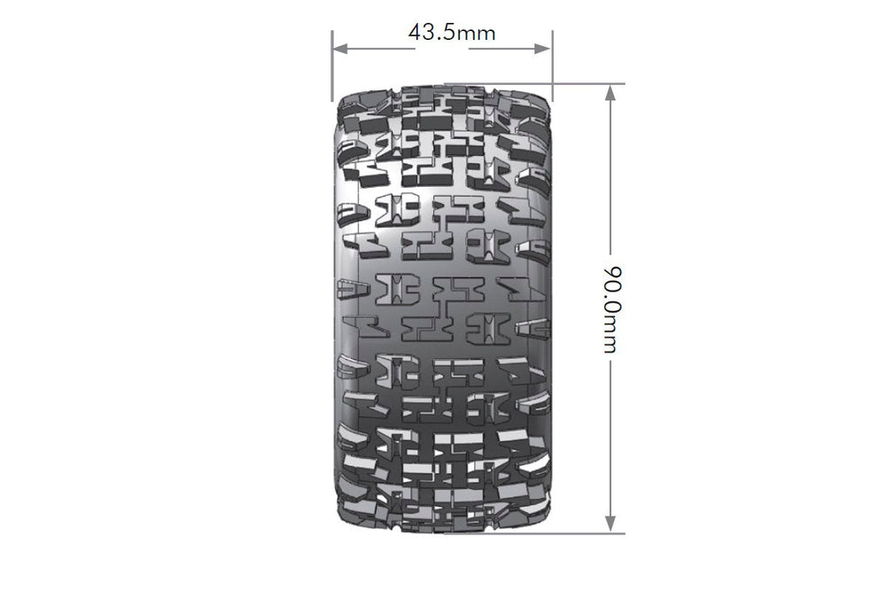Louise R/C ST-Pioneer 1/16 2.2" Stadium Truck Tires, 12mm Hex, Soft, Mounted on Black Rim, Front/Rear (2) LT3278SB (ONLINE ORDER ONLY)