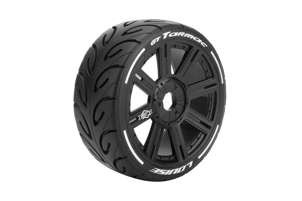 Louise R/C MFT GT-Tarmac 1/8 GT Tires, 17mm Hex, Soft, Mounted on Black Spoke Rim, Front/Rear (2) LT3285SB (ONLINE ORDER ONLY)