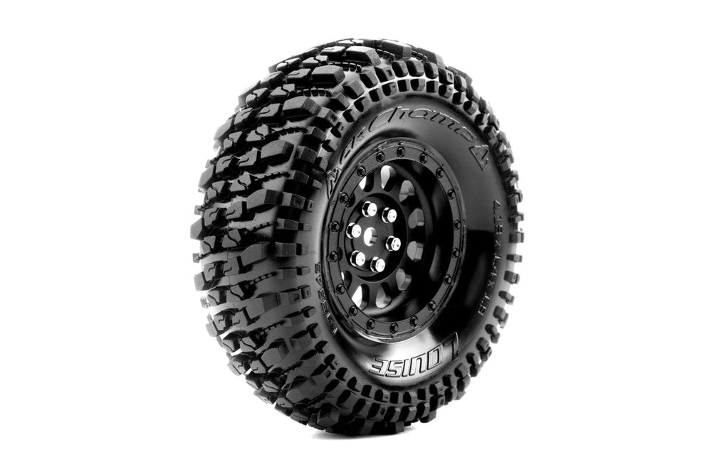 Louise R/C CR-Champ 1/10 1.9" Crawler Class 1 Tires, 12mm Hex, Super Soft, Mounted on Black Rim, Front/Rear (2) LT3345VB (ONLINE ORDER ONLY)