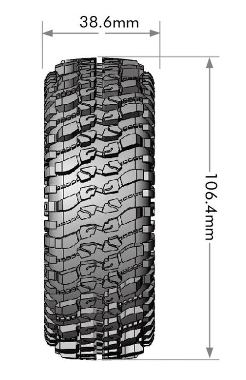 Louise R/C CR-Champ 1/10 1.9" Crawler Class 1 Tires, 12mm Hex, Super Soft, Mounted on Black Rim, Front/Rear (2) LT3345VB (ONLINE ORDER ONLY)